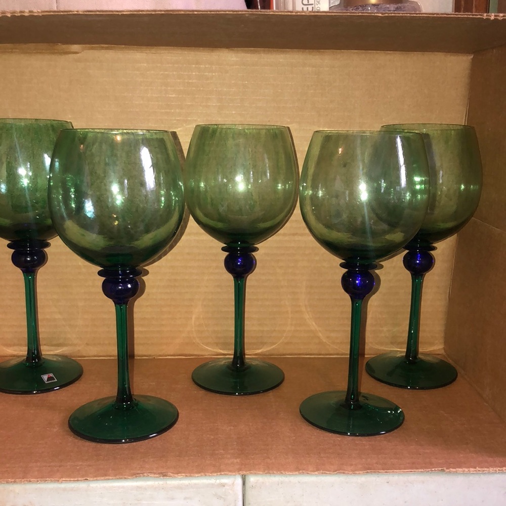 5 Vintage CZECH republic wine glasses